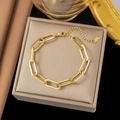 Gold Chunky Paperclip Link Bracelet