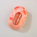 Oval marble pattern hair claw clip in orange and white finish with cutout design - Bulk Packaging / Oval Clip / Orange Red