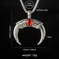 Ciondolo occhio del diavolo hip hop da uomo con occhio rosso e catena in acciaio inox - Stile Corno Malocchio 3 (Rosso) con Catena in Acciaio 70cm
