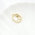 18k gold plated rose pendant charm with cubic zirconia inlay in rectangular frame - Zircon Rose 13*18mm