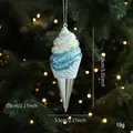 Décoration de Noël en forme de glace bleue avec paillettes et garniture enneigée - Glace