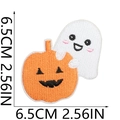 Detail of Halloween ghost and pumpkin embroidery patch with 6.5cm size measurement - No.5 (Large)