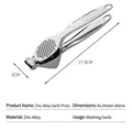 Manual zinc alloy garlic press in bright silver finish with lever handle 17.5CM - 902 Model Garlic Press Bag Pack