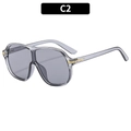 Lunettes de soleil oversize tendance avec monture grise transparente et logo T doré - Monture Grise Transparente Verres Gris