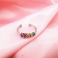 Anello spinner regolabile in acciaio inossidabile con perle in smalto colorato - Aperto Regolabile / Perline Tono Rosso