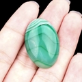 Oval green agate stone with natural striped texture for DIY jewelry setting - Green Agate