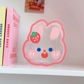 Pink rabbit acrylic desk organizer stand featuring strawberry print and transparent finish - 3# Strawberry Rabbit