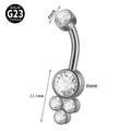 Bauchpiercing aus G23 Titan mit herzförmigem weißem Zirkon und Silber-Finish - Stil 3 (Rund)