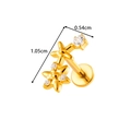 Gold titanium cartilage stud with three star-shaped clear zircons and flat back - Star Cluster Design - Gold Color