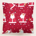 Funda de cojín navideña roja con diseño de Papá Noel y copos de nieve en tela suave - Estilo 14-Papá Noel rojo / 45x45 cm