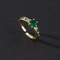 Vintage gold serpent ring featuring emerald green gemstone and pave zircon accents - Round Green Stone Two-Tone Square Zircon Style
