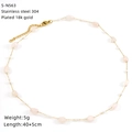 Detail of 18K gold plated stainless steel necklace with pink gemstones and pearls - Pink Gemstone Pearl Style (S-N563)