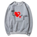 Grey crewneck sweatshirt featuring a romantic heart puzzle print and soft cotton fabric - Light Gray (Pattern 2)