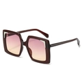Classic square oversized sunglasses with burgundy frames and gradient purple lenses - Jujube Red Frame Purple Yellow Lens