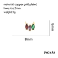Detail eines 18K vergoldeten Herzanhängers mit Zirkonia und Maßangaben für DIY-Schmuck - P03658 (3 Marquise)