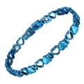 Bracciale per magnetoterapia in acciaio inossidabile a cuore blu scuro da donna - Blu