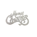 Elegant silver glitter Merry Christmas hanging ornament for festive tree decoration - 15cm x 9cm / Silver