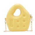 Mini bolso jelly de PVC amarillo con forma de queso y cadena dorada para niñas - Amarillo