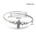 Bracciale rigido aperto in filo d'acciaio intrecciato con ciondolo religioso - Stile Religioso Vergine Maria (KB113696)