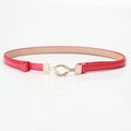 Women's adjustable red belt with golden metal buckle and stylish knot-tie design - 609# Red