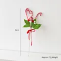 Christmas tree decoration with red bow and striped candy canes on a 45cm plush pick - Leaf Style Christmas Pick