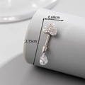 Silver steel cartilage stud featuring a micro-paved heart and teardrop zircon pendant - Water Drop Pendant Heart Style (A424-5#)