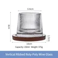 Bicchiere da whisky rotante a righe verticali con base in legno, design 150ml - Bicchiere Tumbler Righe Verticali Con Base in Legno