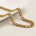Men's hip hop gold stainless steel Cuban link chain with high polish finish - 7mm*45cm