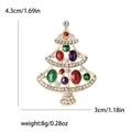 Golden alloy Christmas tree brooch with colorful rhinestones measuring 4.3cm by 3cm - Christmas Tree 5-0526 (Multicolor Gemstone)