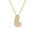 Detailed close-up of 18K gold plated letter B pendant with micro-pave cubic zirconia stones - Letter L / Gold