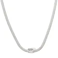 Collana a catena piatta argento con zircone rettangolare trasparente a castone - Argento Zircone Bianco (PDD142)