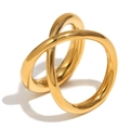 Modern 18K gold plated stainless steel ring with elegant double layer snake head design - US 6
