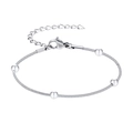 Minimalist silver stainless steel snake chain bracelet featuring four polished round beads - 4mm Bead Bracelet-Silver