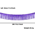 Purple metallic tinsel fringe curtain background, 3m x 30cm for party ceiling decoration - Purple