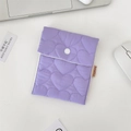 Purple quilted sanitary storage pouch with heart pattern and secure button closure - Heart Purple