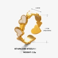 Adjustable 18K gold-plated heart ring made of stainless steel with white shell inlays - Gold Band / White Heart