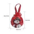 Red Christmas drawstring bag with snowman print and ribbon handle, size 15x13cm - Red Snowman Style