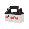 Square Christmas gift box with cute cartoon face design and black handle for candy - Snowman Shaped Handle Box