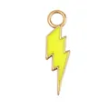 Golden lightning bolt charm with fluorescent yellow glaze and zircon accent for DIY jewelry - Enamel Lightning-Yellow