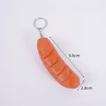 Realistic roasted sausage keychain with 9.8cm PVC food model and silver metal ring - Hot Dog - Keychain Style