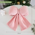 Pink velvet bow pillow ornament 35x36cm for Christmas tree and home decoration - Pink (Large)