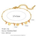 18K gold plated stainless steel bracelet with heart charms and orange beads size guide - Heart Design (Gold-8)