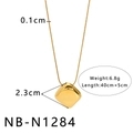 Dettaglio del pendente a cuore in oro 18k con zircone e dimensioni del prodotto - Stile Geometrico Poliedro Irregolare (NB-N1284)