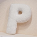 Plush white letter P decorative pillow made of soft sherpa fleece for home decor - Letter P