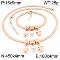 Rose gold snake chain necklace and bracelet set with boy, girl, and pearl pendants - Family Figures / Bracelet / Rose Gold