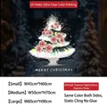 Pink floral Christmas tree static window sticker for festive glass door decor - Small [45*60CM]