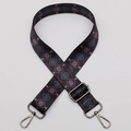 Adjustable wide polyester shoulder strap with blue and purple geometric ethnic pattern - Style 583 / Gunmetal