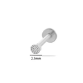 F136 titanium hammered flat disc cartilage stud with 2.5mm diameter in silver finish - 2.5mm / Silver