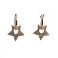Elegant gold star earrings with micro-paved cubic zirconia crystals on white background - Clear Zirconia Star Style