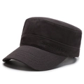 Men's vintage dark charcoal flat top cadet hat with FMTTS embroidery on cotton fabric - FM Grey